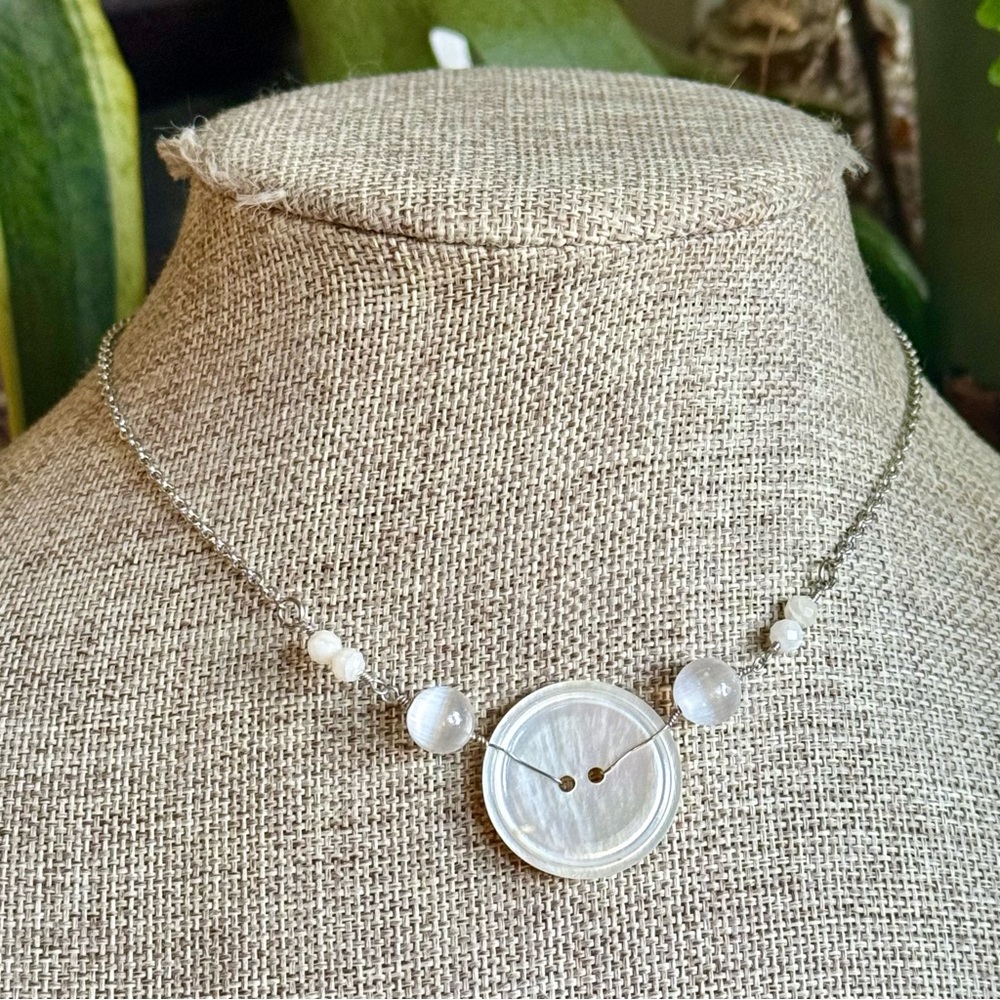 Button & Crystal Necklace